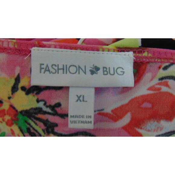 Fashion Bug Y2K Pink Floral Wrap Dress Womens Size XL Midi Cottagecore Boho Vtg - Picture 6 of 7